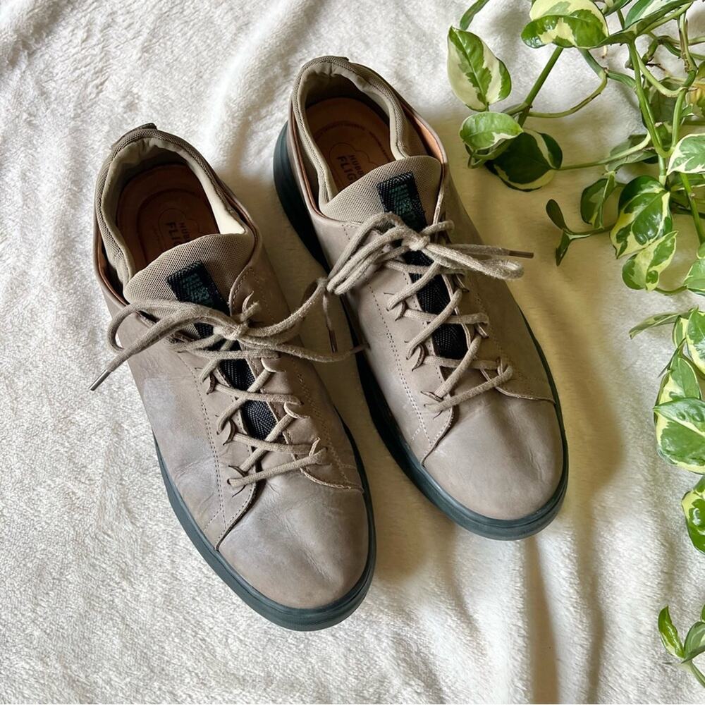 Samuel Hubbard Flight Taupe Leather Lace-Up Sneakers